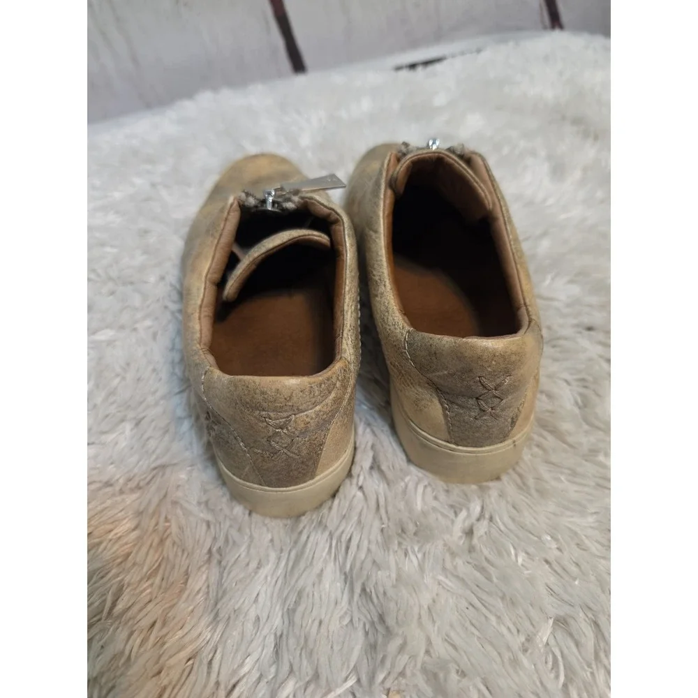 Frye Women's Size 8 Lena Zip Metallic Platform Slip On Low - Cut Sneakers
